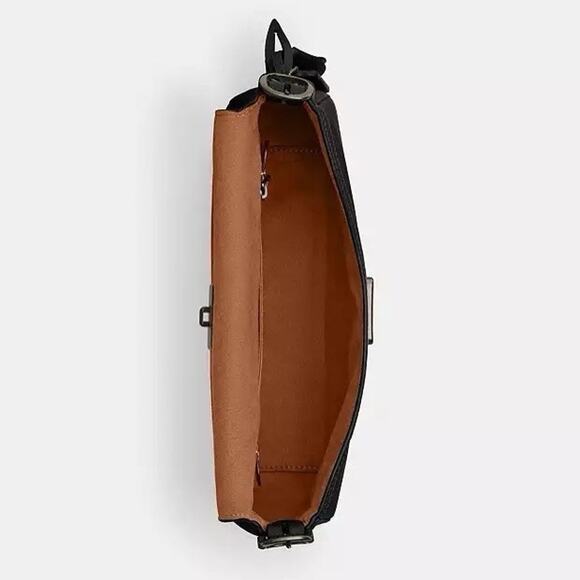 NWT Coach Etta Small Flap Shoulder Bag CCV64 Black Soft pebble leather - Picture 9 of 12